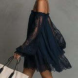 Noemi - marineblaues Chiffon-Minikleid