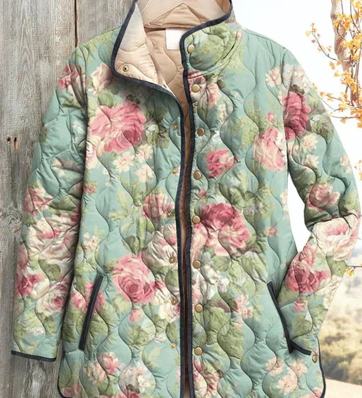 Gesa™ | Steppjacke mit großen Rosen in Salbei