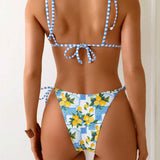 Claire | Bikini mit dreieckigem Zitronenprint