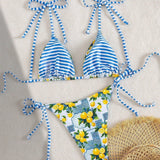 Claire | Bikini mit dreieckigem Zitronenprint
