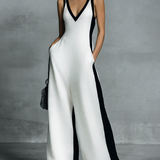 Celine - Jumpsuit mit weitem Bein, Colour-Blocking in Schwarz-Weiß