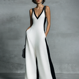 Celine - Jumpsuit mit weitem Bein, Colour-Blocking in Schwarz-Weiß