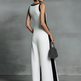 Celine - Jumpsuit mit weitem Bein, Colour-Blocking in Schwarz-Weiß