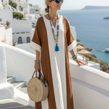 Calindra - lockeres Maxikleid mit Kurzarm und Colour-Blocking