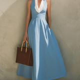 Charlotte - hellblaues ärmelloses langes Kleid