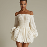 Lily - plissiertes Kleid in Elfenbein