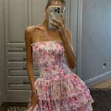 Cecilia - Trägerloses Blumen Kleid