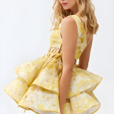Daphne - einseitig schulterfreies Blumen-Minikleid