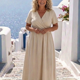 Alvara - Wickel-Midikleid mit V-Ausschnitt und Kurzarm