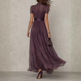 Vivienne - Chiffon-Maxikleid mit Spitzenbesatz