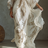 Morrisa - Chiffon-Maxikleid in Elfenbein und Taupe