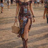 Calista - Boho-Chic-Midikleid mit Blumenmuster und Rüschen