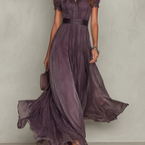Vivienne - Chiffon-Maxikleid mit Spitzenbesatz