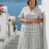 Parisa - gestreiftes Stufen-Midikleid mit Kurzarm