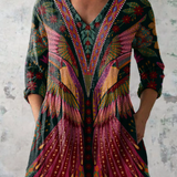 Mila | Lange Bluse mit ausdrucksstarkem Muster