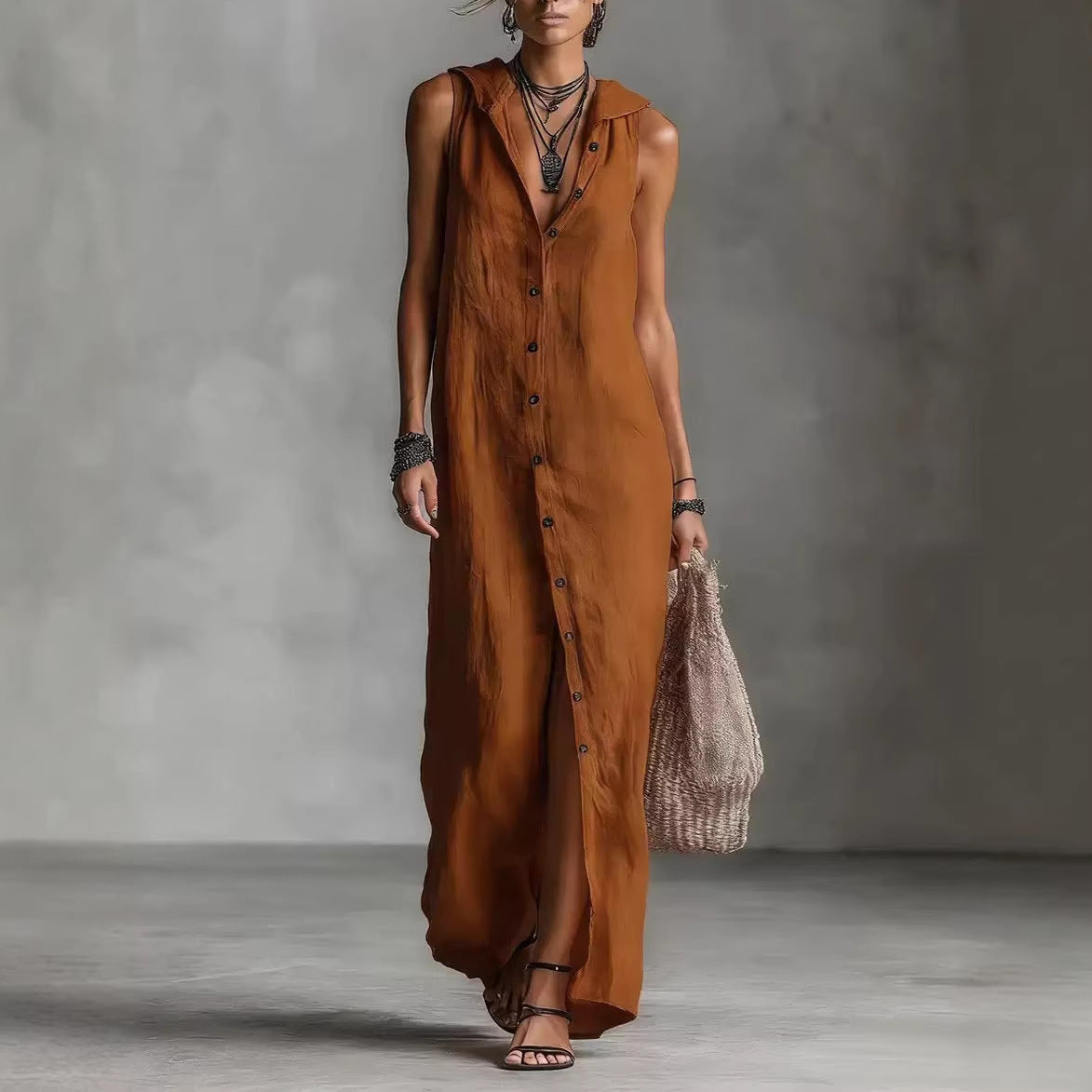 Kamila - lässiges, ärmelloses langes Kleid