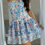 Kaylee - Trägerloses Blumen Kleid
