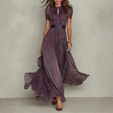 Vivienne - Chiffon-Maxikleid mit Spitzenbesatz