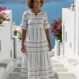 Parisa - gestreiftes Stufen-Midikleid mit Kurzarm