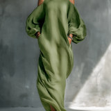 Georgina - hellgrünes schulterfreies Maxikleid