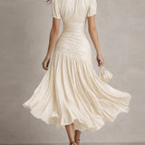 Adriana - gestreiftes Retro-Satin-Midikleid