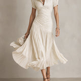 Adriana - gestreiftes Retro-Satin-Midikleid