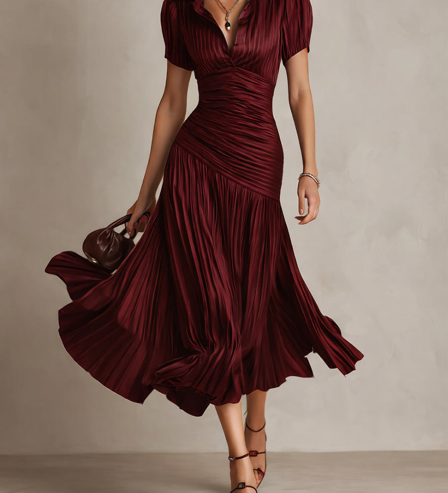 Adriana - gestreiftes Retro-Satin-Midikleid