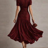Adriana - gestreiftes Retro-Satin-Midikleid