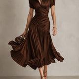 Adriana - gestreiftes Retro-Satin-Midikleid