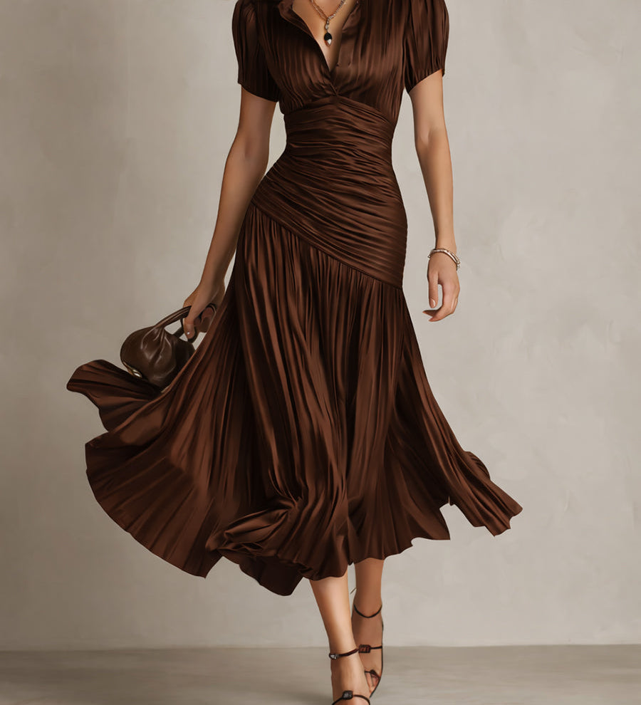 Adriana - gestreiftes Retro-Satin-Midikleid