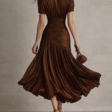 Adriana - gestreiftes Retro-Satin-Midikleid