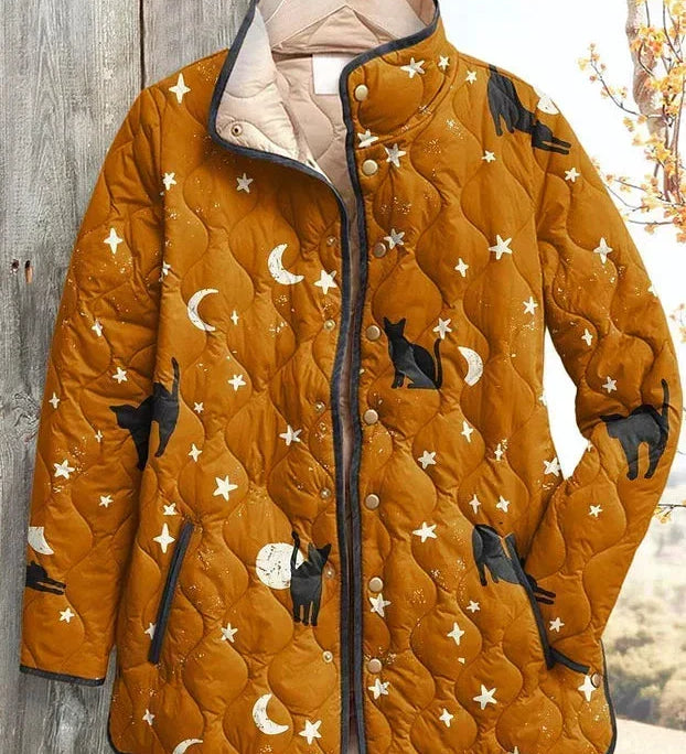 Wibke™ | Steppjacke mit Katzen und Monden