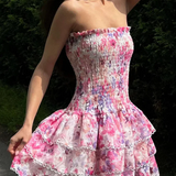 Cecilia - Trägerloses Blumen Kleid