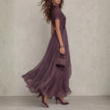 Vivienne - Chiffon-Maxikleid mit Spitzenbesatz