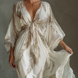 Morrisa - Chiffon-Maxikleid in Elfenbein und Taupe