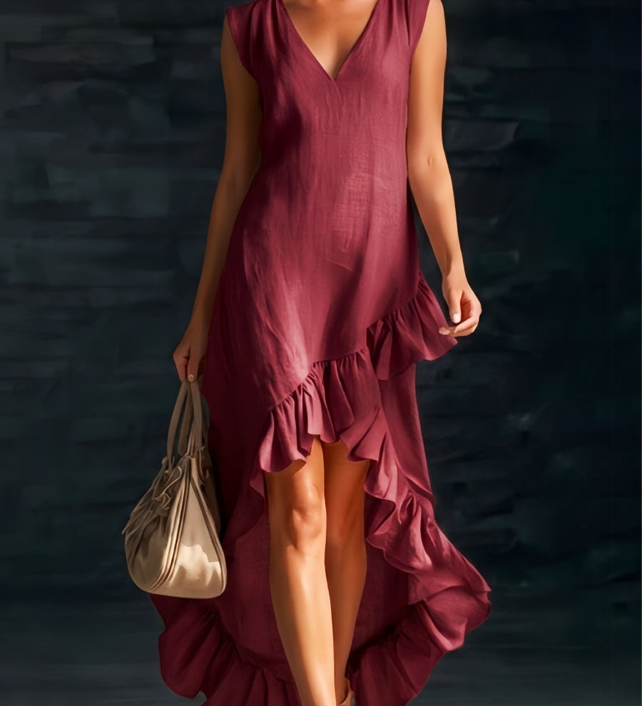 Sienna - Boho-Kleid mit Rüschen und High-Low-Saum