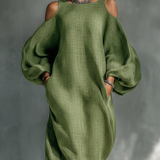 Georgina - hellgrünes schulterfreies Maxikleid