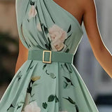 Sella - A-Linien Chiffon-Maxikleid, einseitig schulterfrei, mit Raffung