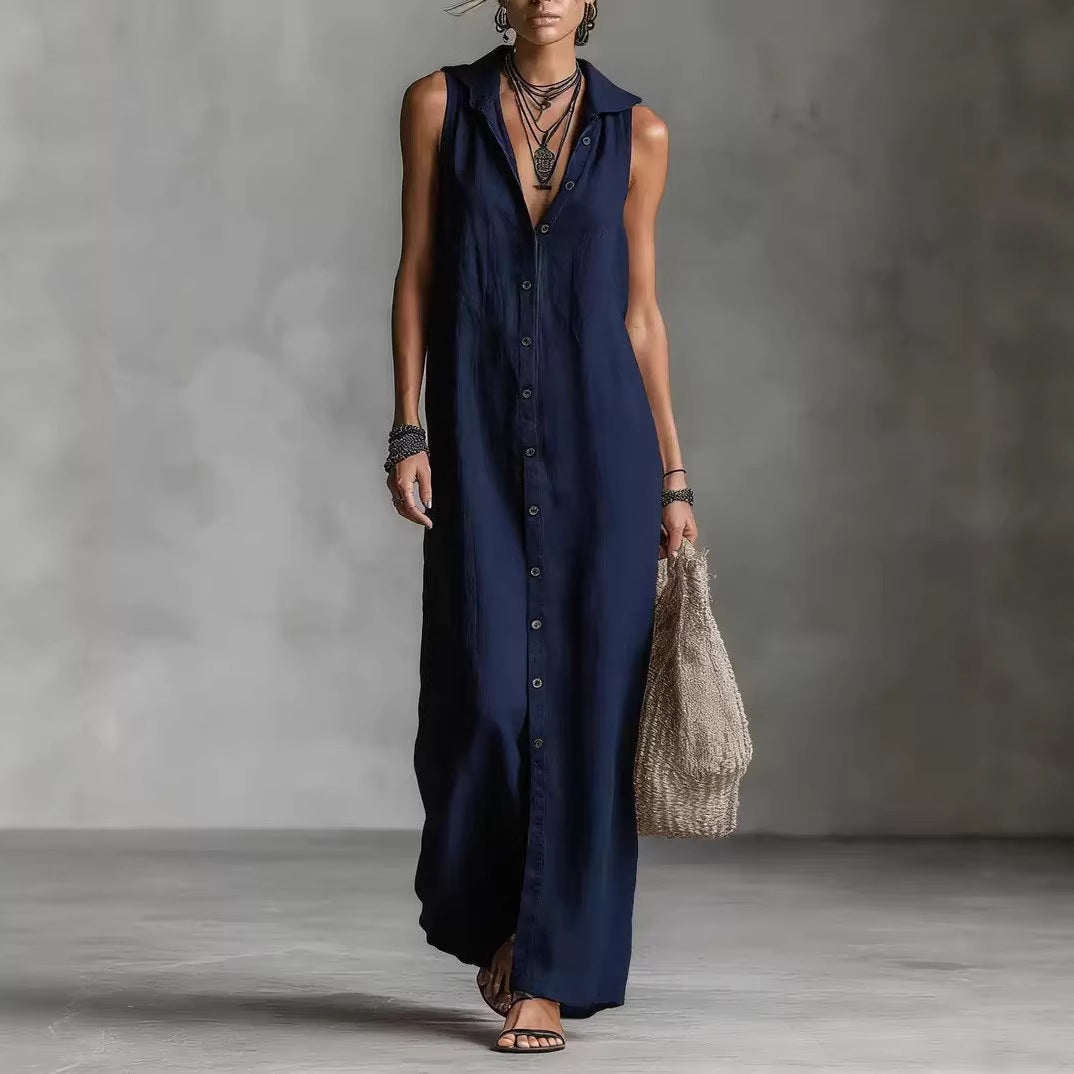 Kamila - lässiges, ärmelloses langes Kleid