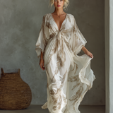 Morrisa - Chiffon-Maxikleid in Elfenbein und Taupe