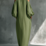 Georgina - hellgrünes schulterfreies Maxikleid