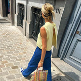 Amy - rückenfreies Strick-Top im Cardigan-Stil