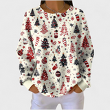 Anna - Cremefarbener Pullover mit Weihnachtsbaum-Muster