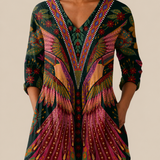 Mila | Lange Bluse mit ausdrucksstarkem Muster