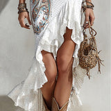 Chelsea - Boho-Midikleid mit Punktemuster und Rüschen
