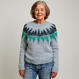 Elsbeth™ | Pullover mit Tannenwald in Grau