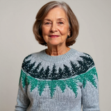 Elsbeth™ | Pullover mit Tannenwald in Grau