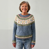 Kornelia™ | Pullover mit Blütenpasse in Graublau
