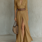 Kiara - Maxikleid mit Reverskragen und langen Ärmeln
