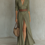 Kiara - Maxikleid mit Reverskragen und langen Ärmeln